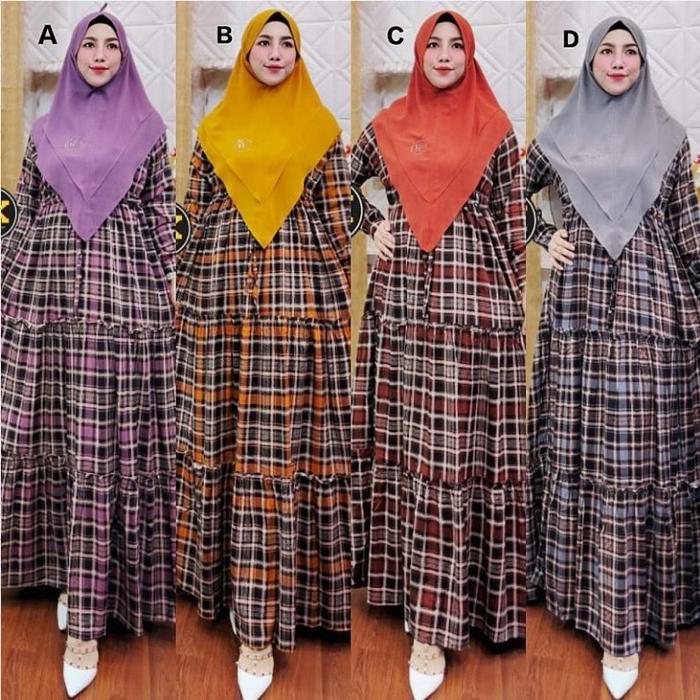 Home Dress Kotak Set Bergo By HK