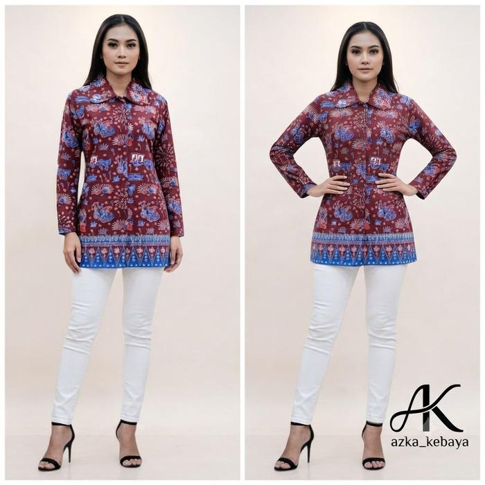 Kemeja Batik Ondel Wanita - Kemeja Batik Khas Betawi - Kemeja Batik None - Kemeja Batik Ondel-Ondel