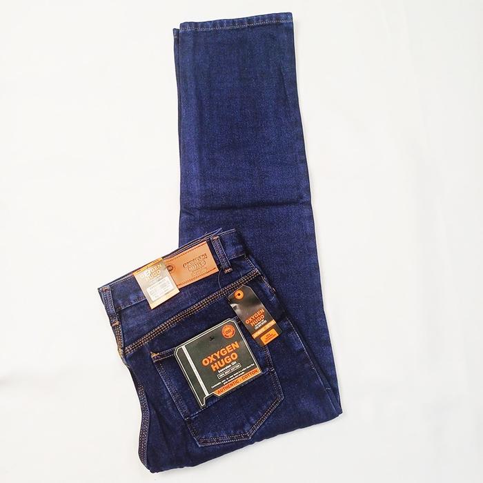◤New◢ Celana Panjang Jeans Pria Naomi Oxygen Hugo Standar Reguler Bahan Denim Warna Hitam Dan Navy B