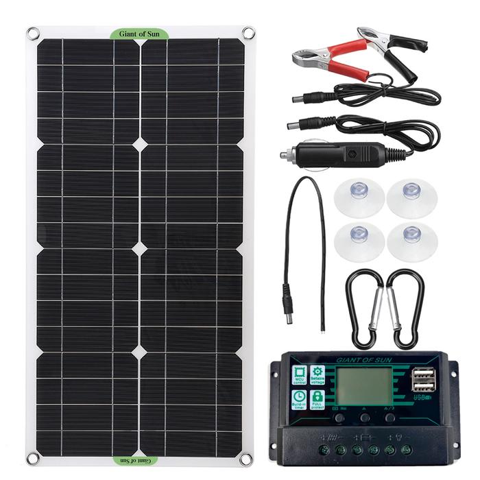 100W Kit Panel Surya 12V/24V Pengisian Daya USB Ganda Sel Surya