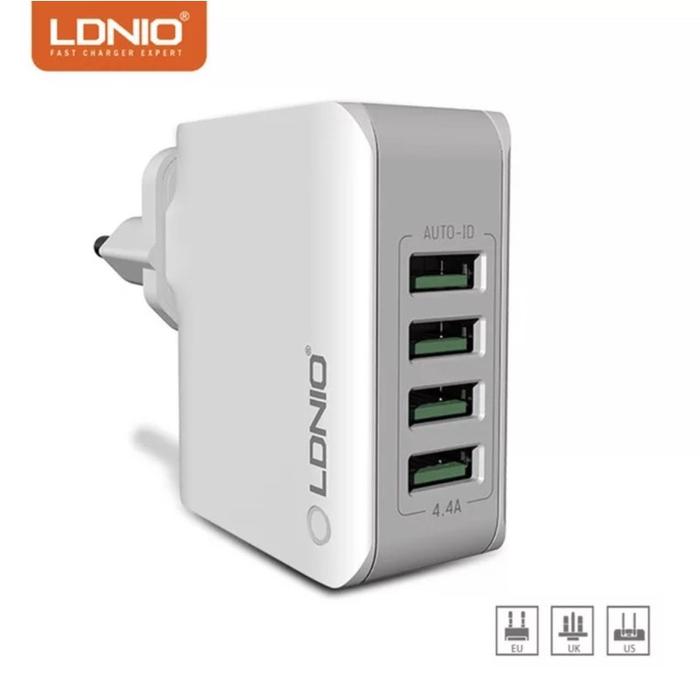 LDNIO A4403 Charger USB 4 Port Auto ID Fast Charger 5V 4.4A Adapter HandPhone Charger 2.004.0123