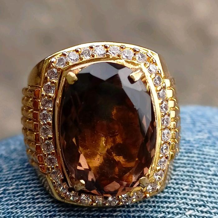 Cincin batu Kecubung Teh original stone