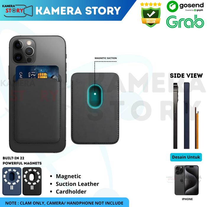 Magnetic Card Holder - Casing Dompet Kulit Dompet Kartu Magsafe Kompatibel untuk iPhone 15 / Iphone