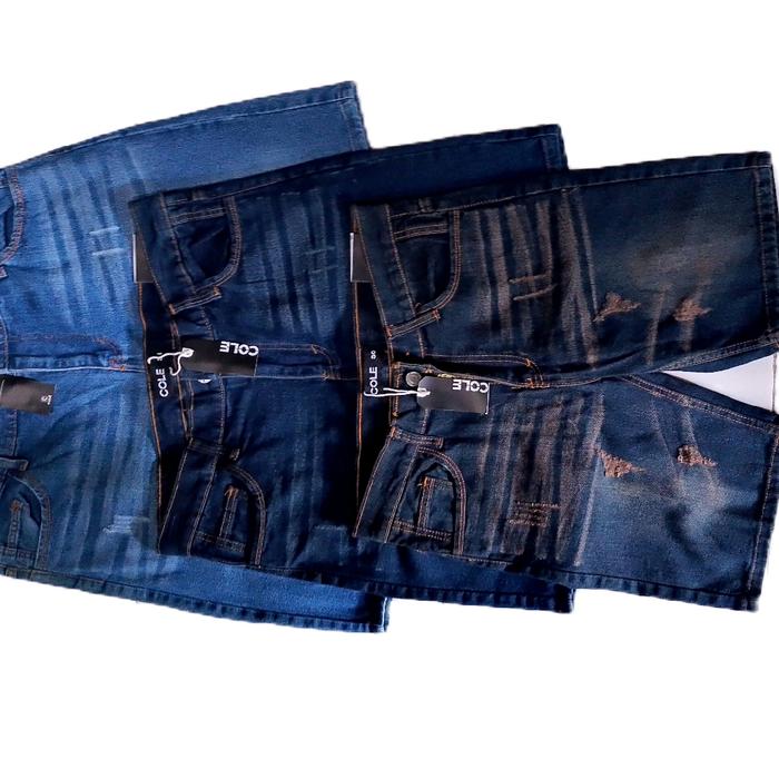 Celana jeans Cole pendek Pria Dewasa Denim Casual