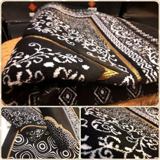 Sajadah Tebal Turki Aydin Ultra Black White