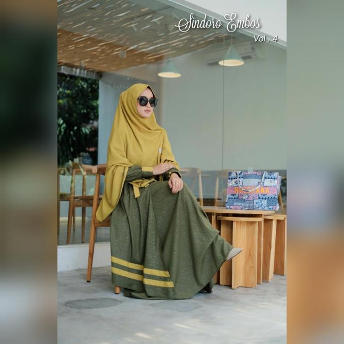 gamis syari set khimar sindoro embos ori rosehana hijab