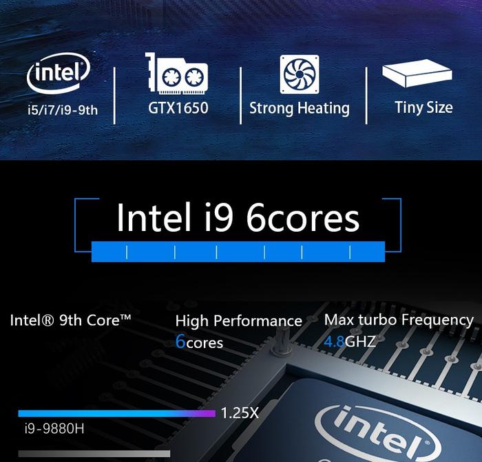Gaming Mini Pc Intel Core I5 I7 I9 6Core dengan GTX1650TI 4G Graphics