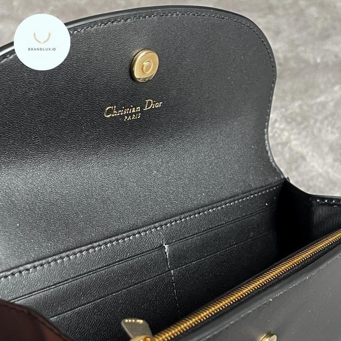 DIOR MONTAIGNE AVENUE LONG WALLET BLACK CALFSKIN
