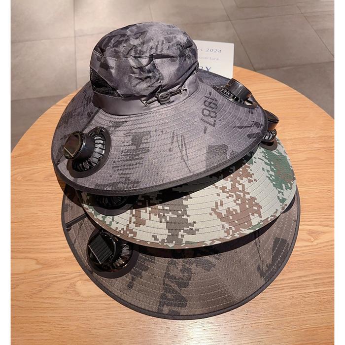 Topi Matahari Pria Anti UV Visor Topi Surya Kipas Ganda Topi Masker Army Luar Ruangan Hiking Topi Pa