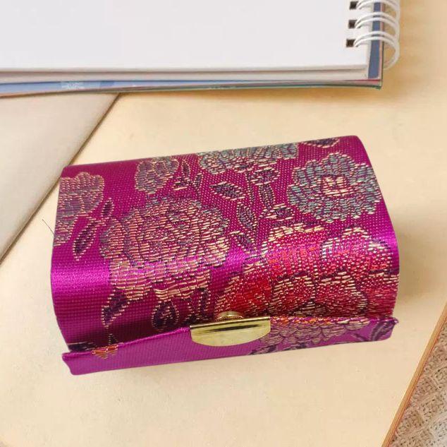 Dompet Penyimpanan Lipstik Asesoris Perhiasan Dompet Import Warna Fuschia Motif random