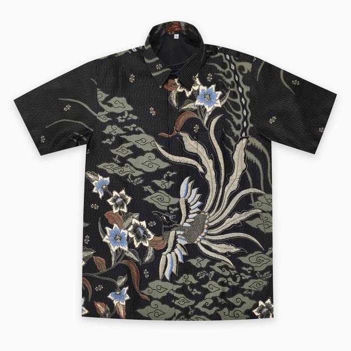 De47 Kemeja Batik Pria Lengan Pendek Bahan Dobby Ukuran M L