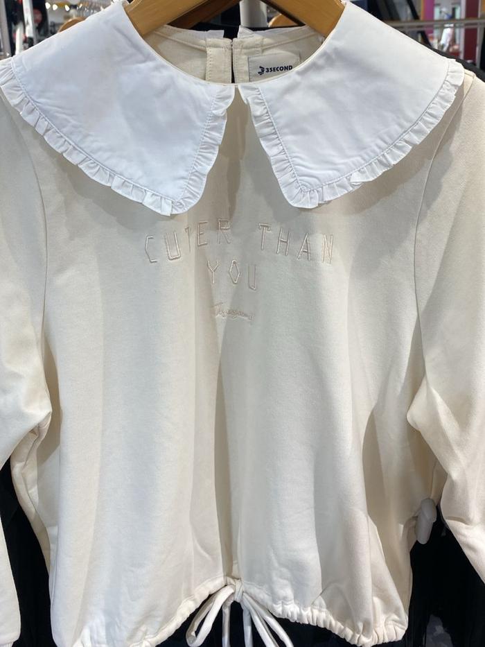 3Second Women's Collar Shirt Long Sleeve Color Block Blouse Baby Terry Harumi HP-S03032625