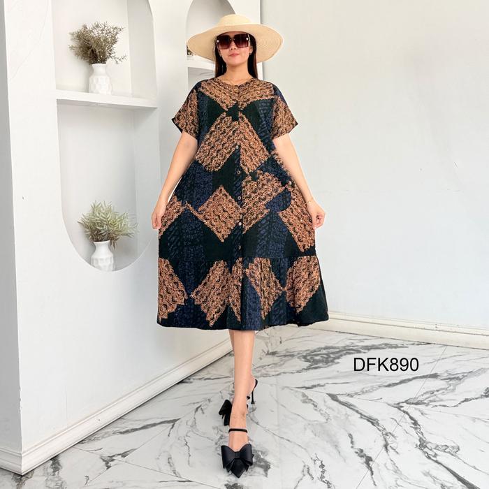 Vitela Daster Batik Cap Andin ld 110 handmade Busui Friendly kancing dan resleting Bahan Rayon Pekal
