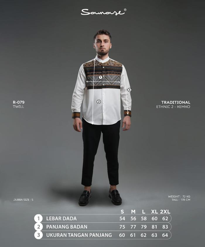 SAMASE Kemko Ethnic 2 R079 Kemeja Koko Baju Atasan Pria Muslim Dewasa Lengan Panjang Samase Official