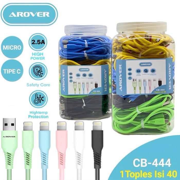Kabel Data Toples Macaron AROVER Isi 40 pcs MICRO USB / TYPE C