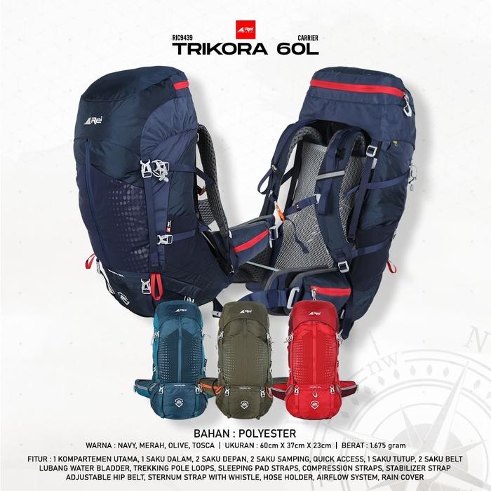 Tas Gunung Carrier New Trikora 60 Liter Premium Series Arei Outdoorgear Include Raincover