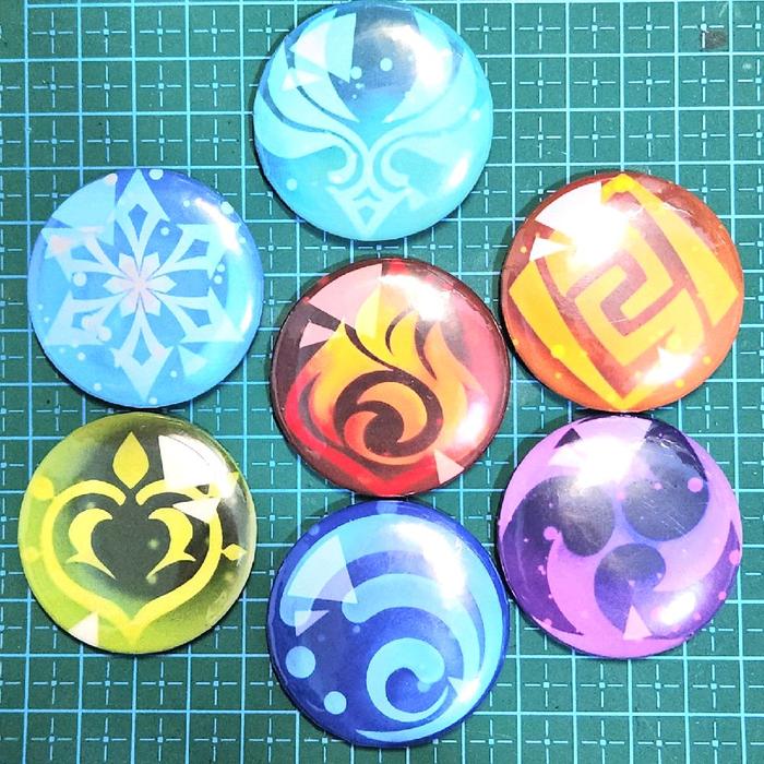 Genshin Impact - Pin Up Button / Pin Press Peniti Vision Element Unofficial 44/58mm