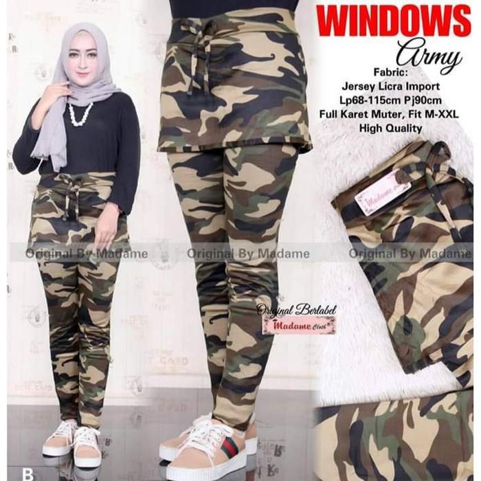 Celana Rok Senam Army - Celana Legging Rok Army - Celana Rok Legging Army - Training Loreng Wanita