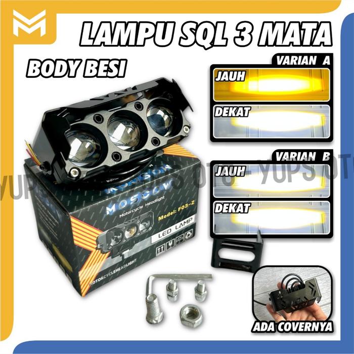 LAMPU TEMBAK LASER SQL LAMPU TEMBAK MINI SQL 3 MATA TANPA KIPAS SUPER BRIGHT HIGH LOW 18 WATT LAMPU 