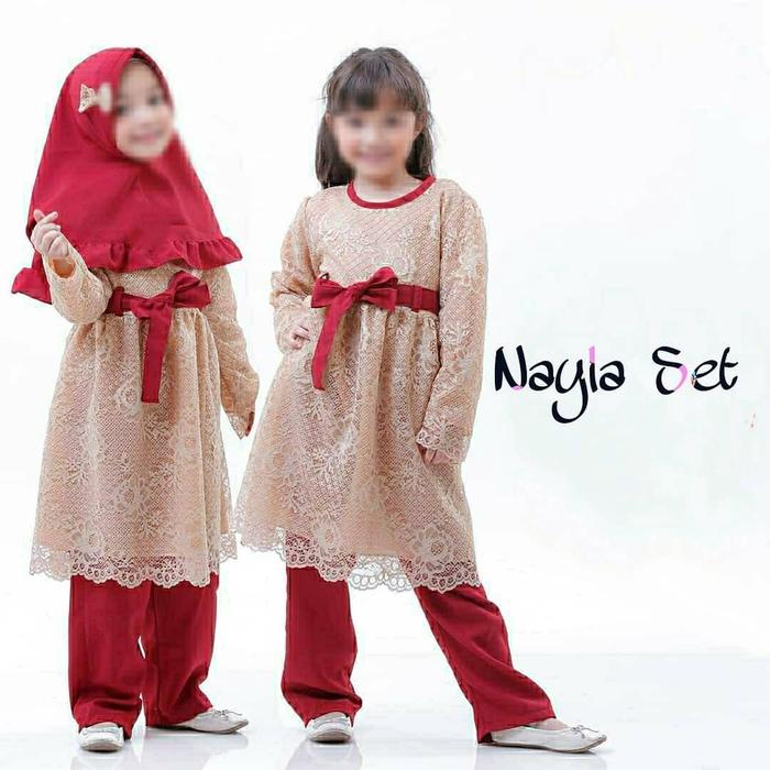 Setelan Lebaran Anak Perempuan 2024  Nayla Set Kids  Bahan Kain Mosscrape Mix Brukat All Size Usia  