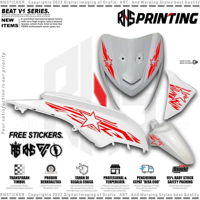 V1 CUTTING STICKER STRIPING VARIASI BEAT POP BINTANG STAR STIKER BEAT POP 2015 COPY TRANSPARAN STYLE