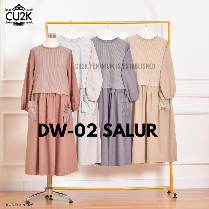 Cu2k Midi dress katun Hayna premium midi / katun salur Tunik Wanita Gamis