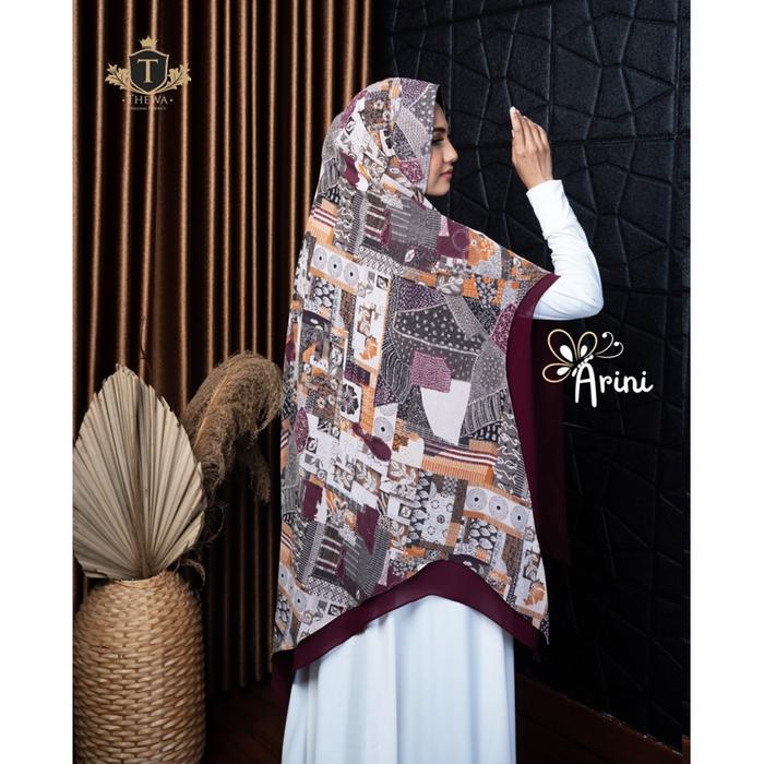 THEWA Kerudung/Hijab/Khimar "Arini Motif" Lancip 2 Layer Ceruty