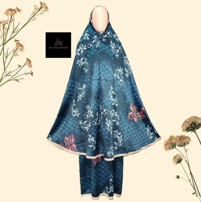 MUKENA JUMBO ABAYA + TAS 2IN1 TRAVEL DEWASA SILKY PREMIUM NEW SERIES MOTIF BATIK BUNGA  MEWAH BAHAN 