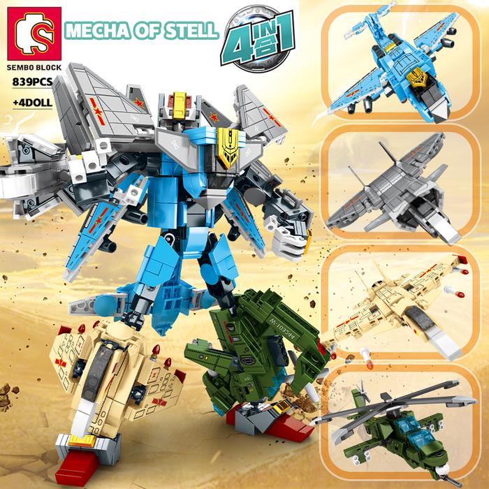 SEMBO 4 IN 1 Deformation Airforce Building Blocks Transformation