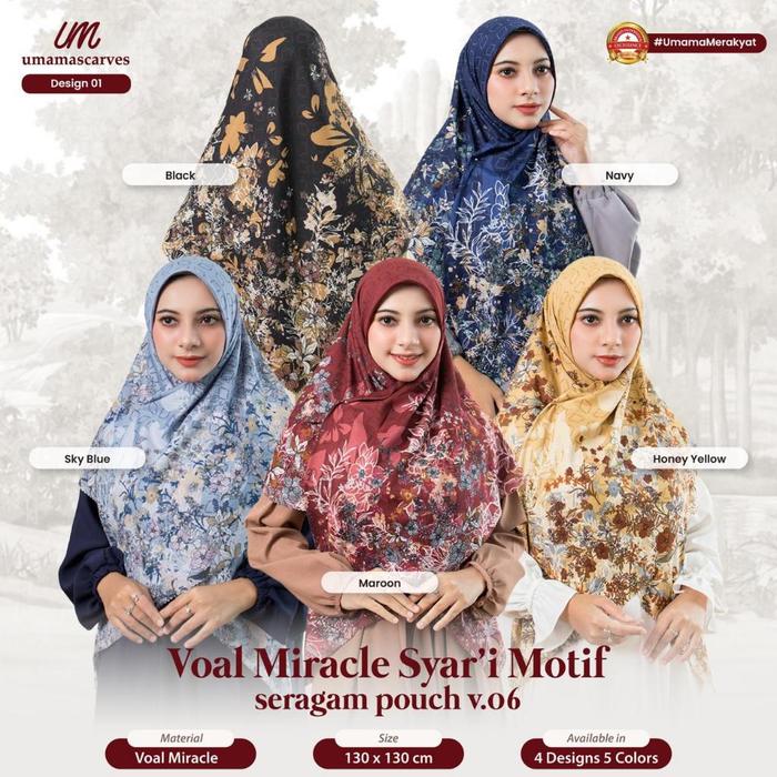 Hijab Miracle Syari Motif Pouch LOGO UM GOLD 130x130cm