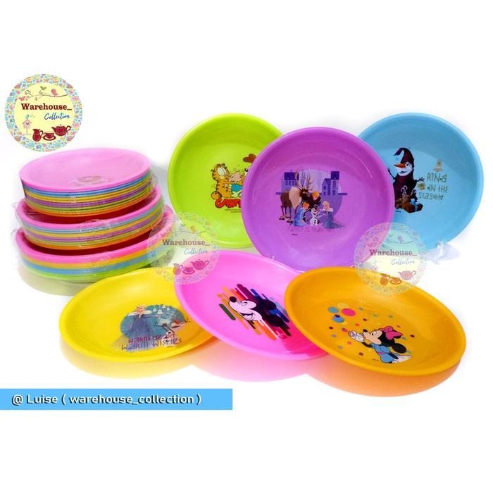 Piring makan Plastik motif Warna Tebal / Piring makan 7",8" &  9" inch calista /jual per-biji