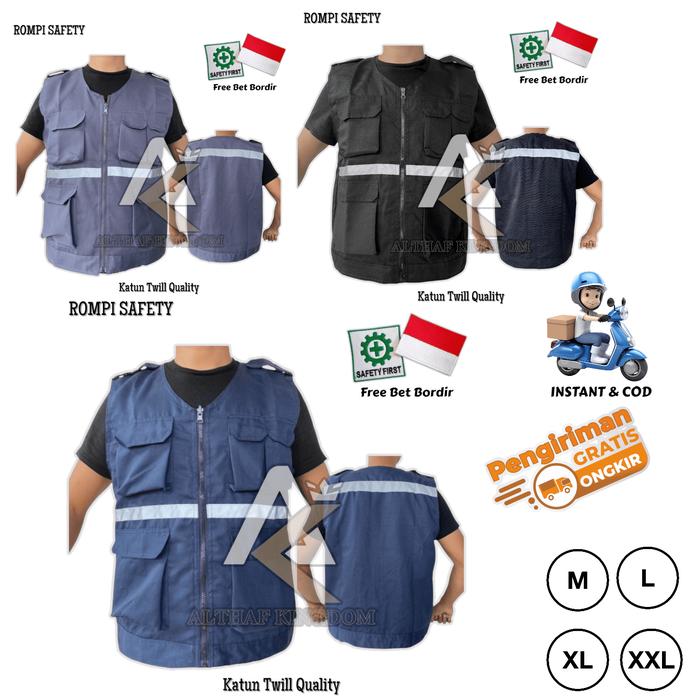 Vest Jacket - Vest Rompi - Rompi Caesar - Rompi Lapangan - Rompi Safety - Atasan Pria Rompi Safety