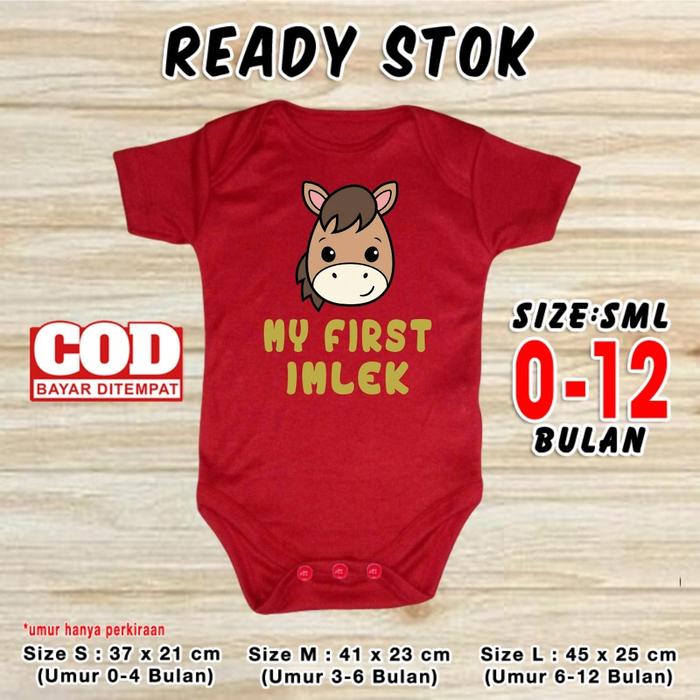 Baju Bayi Imlek Shio Kuda Jumper Baby Chinese New Year Angpao Romper Sincia Lucu Bahan Katun Kaos An