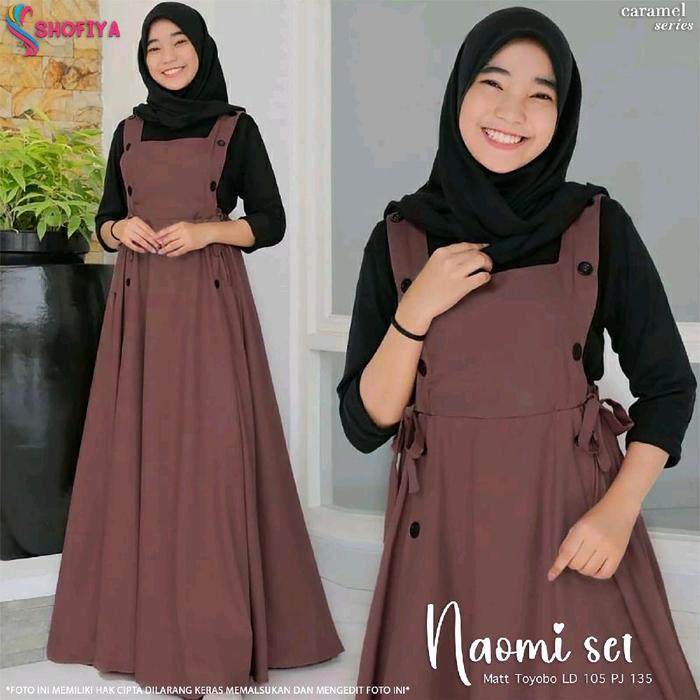 NAOMI SET SETELAN INNER KAOS OUTER OVERALL DRESS TOYOBO ANAK REMAJA PEREMPUAN 10-15 TAHUN