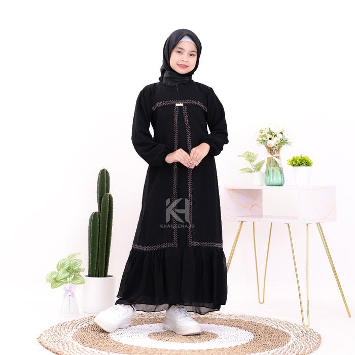 Gamis Anak Perempuan Fateena Dress Ceruty Swarovsky Syari Crinkle Terbaru 2024 - Syakilla Mix Cerrut