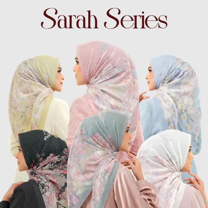 HIJAB Segiempat VOAL SUBLIM MOTIF LASERCUT Sarah series Mewah Muslim Mesin Dicuci Brown Square Hijab