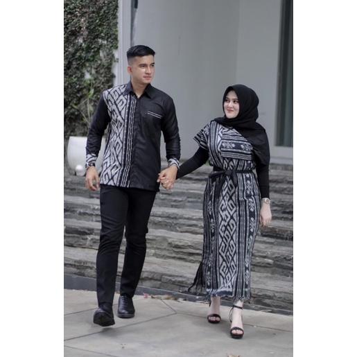 COUPLE AURORA TORAJA HITAM KEISHAN.ID COUPLE TENUN DRESS KONDANGAN COUPLE KELUARGA || SET COUPLE TEN