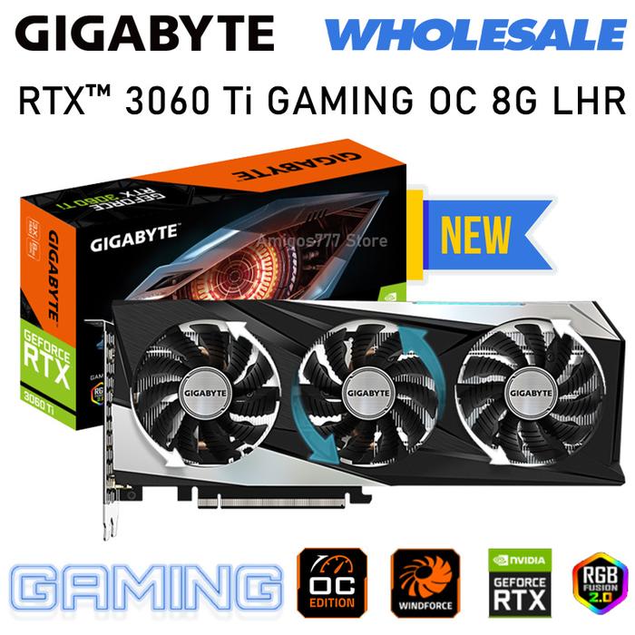 GDDR6 Gigabyte GeForce RTX 3060 Ti GAMING OC Kartu Grafis 14000MHz