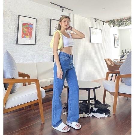 Celana Panjang Highwaist Kulot Loose Jeans Wanita Model Korean Style - Kulot Cewseen ek, Non-Stretch