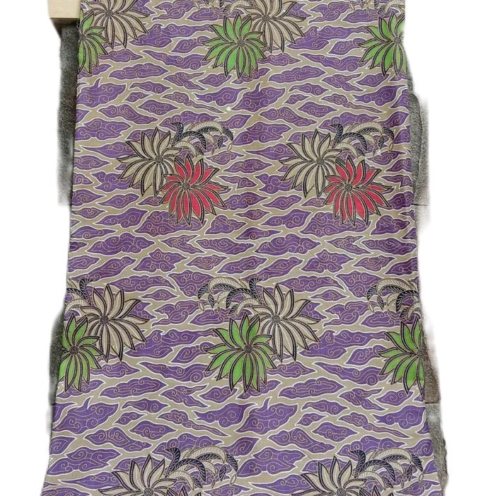 Batik kain warna ungu printing tradisional panjang seragam sekolah sd smp sma katun prima halus nyam