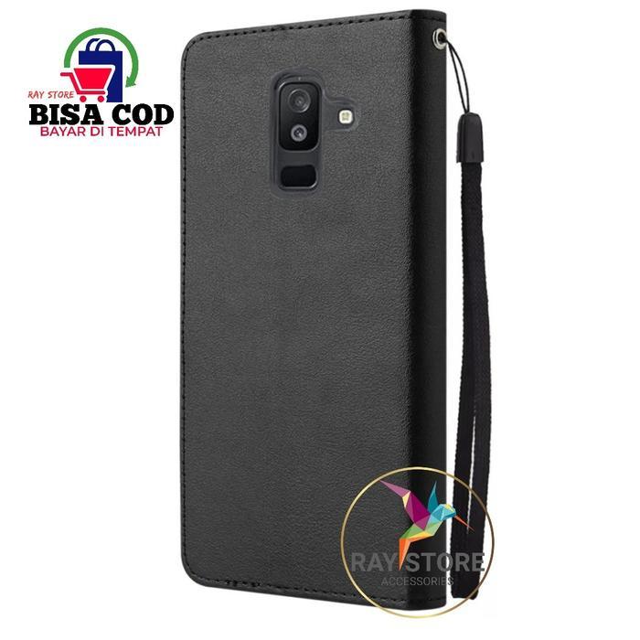 SAMSUNG A6 PLUS FLIP LEATHER CASE PREMIUM-FLIP WALLET CASE KULIT UNTUK SAMSUNG A6 PLUS- CASING DOMPE