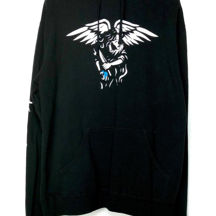 [OUTERWEAR] American Nightmare Angel Blue Heart Black Pullover Pullover Hoodie (Independent) - L