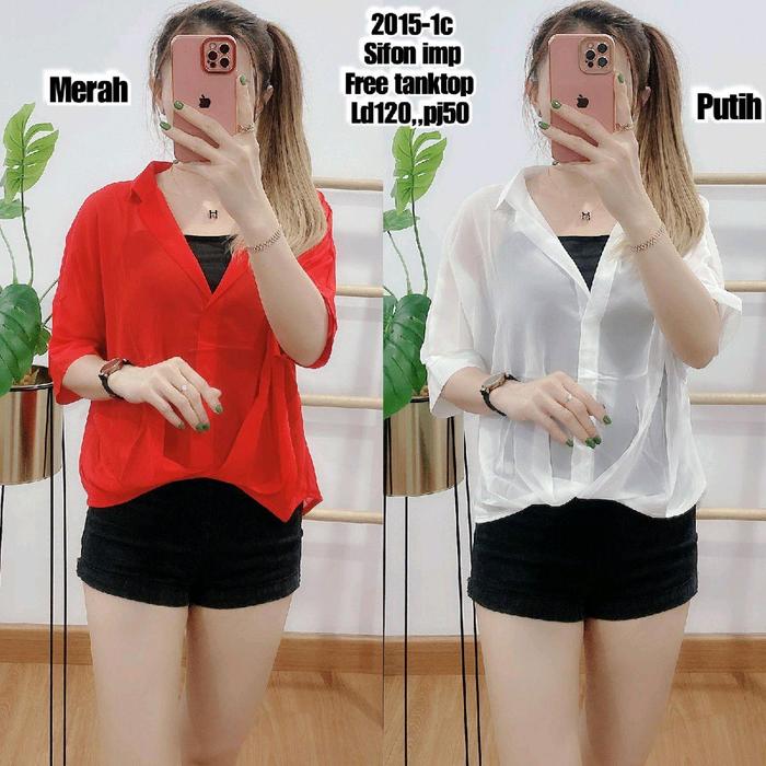 BLOUSE SIFON POLOS FREE TANKTOP WANITA|ATASAN POLOS WANITA|ATASAN LD120