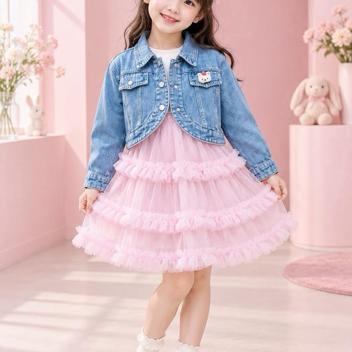 Dress & Jaket Jeans Anak Perempuan BO105