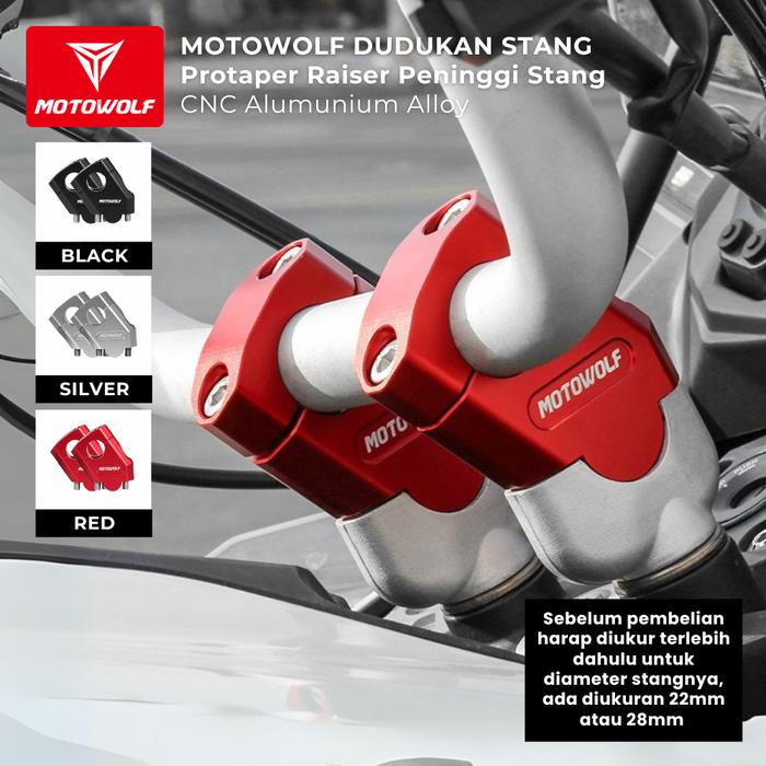 Motowolf Dudukan Stang Protaper Raiser Peninggi Stang Motor CNC Alumunium Alloy