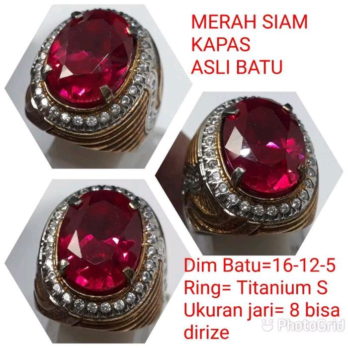 CINCIN BATU MERAH SIAM KAPAS CUTTING TOP CRYSTAL NATURAL ASESORIS ring