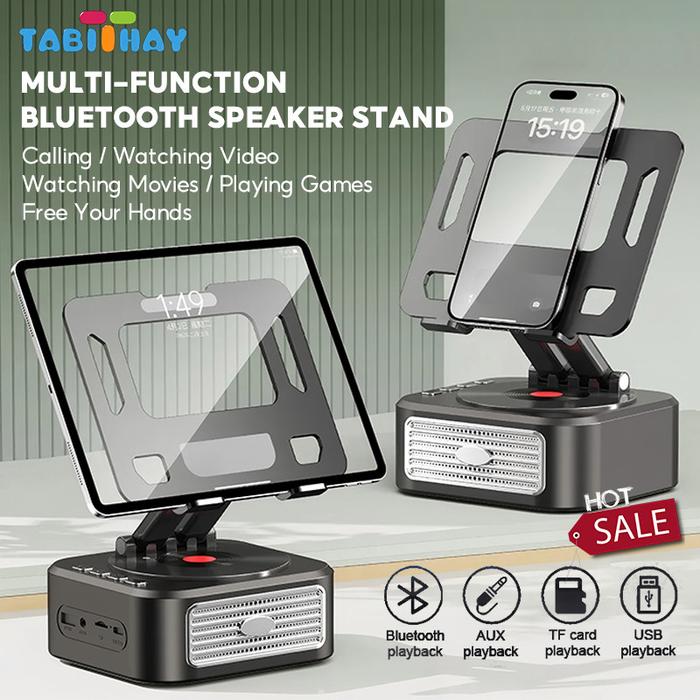 Speaker Bluetooth Multifungsi dengan Holder Tablet & HP | Dudukan + Speaker + Power Bank 3-in-1