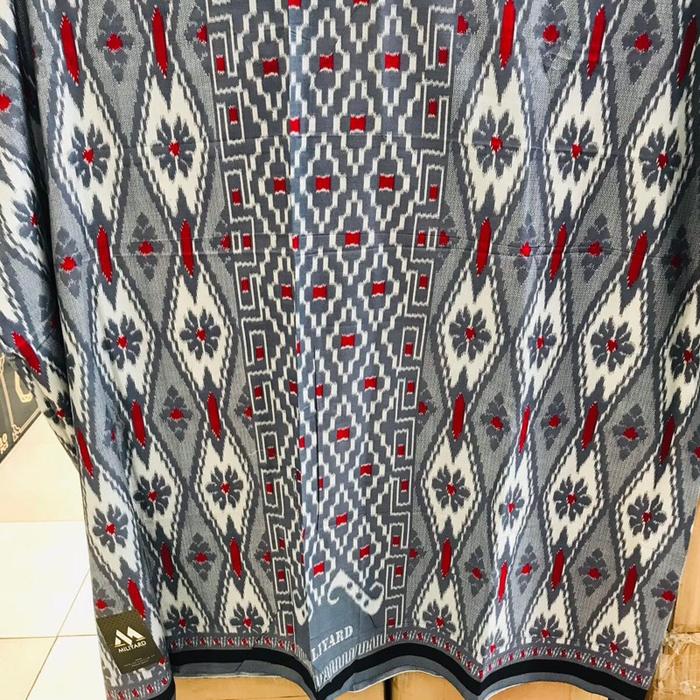 Milyard Original Sarung Dewasa Standar Motif Tenun Ikat Etnik Abu Merau Bahan Katun Halus Adem Menye