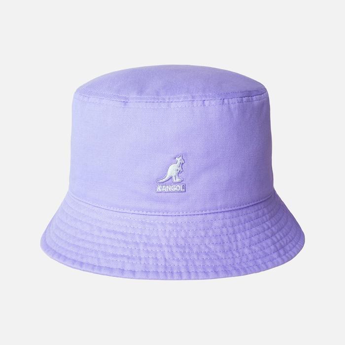 Washed Bucket Hat Kangol Topi Bucket Washed Hitam - Bahan 100% Katun, Brim 2 1/4", Cocok untuk Musim