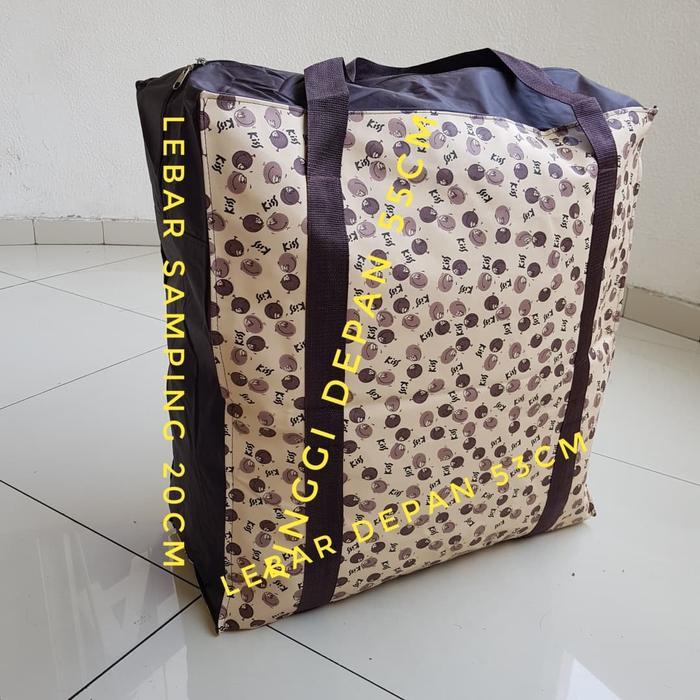 Tas kain jumbo, tas belanja, tali puter, sleting dobel, kuat